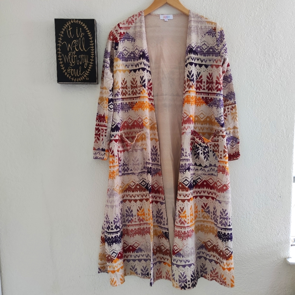 Lularoe 💜 Sarah Aztec Boho Batik Cardigan Duster‎